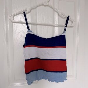 Tommy Hilfigier striped tank top with ruffles bottom cropped